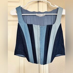 Denim Patchwork Sleeveless Top